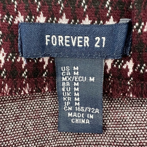 Forever 21 Pink Mauve Checkered Pull On Mini Skirt Size Medium Women’s - Picture 2 of 5